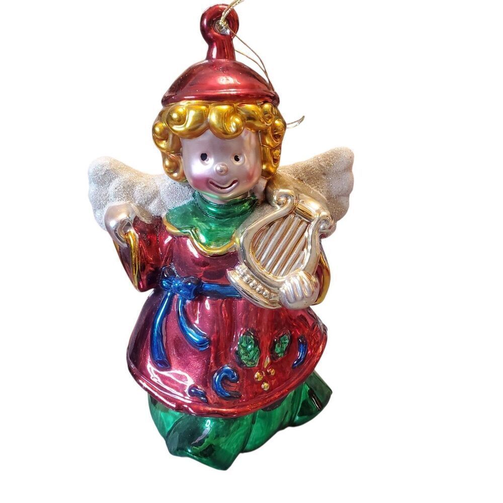 Vintage Glass By Peschka 7" Christmas Angel Ornament